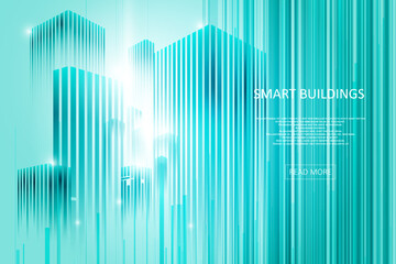 Smart building concept design for city illustration