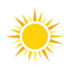 Sun flat icon. Yellow round forms of sun vector illustration. Summer, weather and warm day