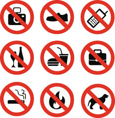 Prohibition of take off plane sign icon vector illustration or various places