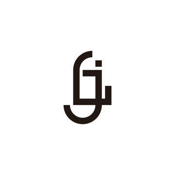 letter lj simple linked geometric logo vector