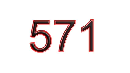 red 571 number 3d effect white background