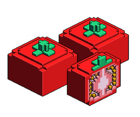 Tomatoеs. Pixel art, isometric, transparent background