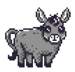 Obraz premium Cute donkey. Pixel art illustration
