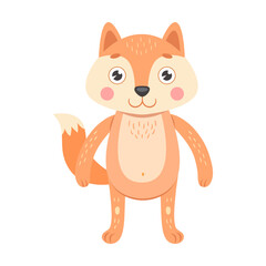 Baby animal flat icon. Cute cartoon fox vector illustration. Zoo and jungle