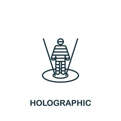 Holographic icon. Monochrome simple line Future Technology icon for templates, web design and infographics