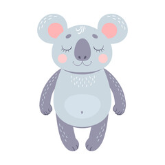 Baby animal flat icon. Cute cartoon koala vector illustration. Zoo and jungle