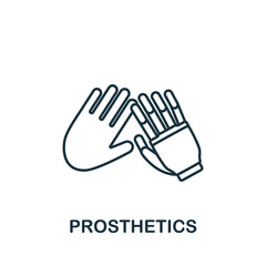 Prosthetics icon. Monochrome simple line Future Technology icon for templates, web design and infographics