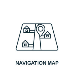 Navigation Map icon. Monochrome simple line Game Element icon for templates, web design and infographics