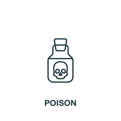 Poison icon. Monochrome simple line Game Element icon for templates, web design and infographics