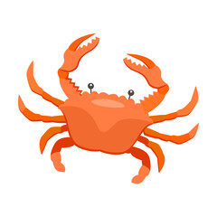 Various marine animals flat icon. Cartoon cute crab isolated vector illustration. Sea or ocean underwater life