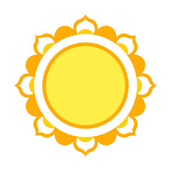 Sun shape. Yellow round forms of sun vector illustration set. Summer, weather and warm day