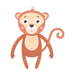 Baby animal flat icon. Cute cartoon monkey, cow, bear vector illustration. Zoo and jungle