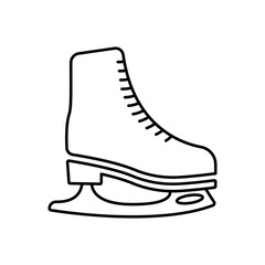 Figure Skating Equipment Boot for Rink Outline Pictogram. Ice Skate Black Line Icon. Shoe for Winter Leisure Healthy Activity. Sport Training Hockey Game Flat Symbol. Isolated Vector Illustration