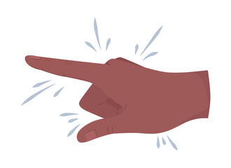 Index finger semi flat color vector hand gesture. Editable pose. Human body part on white. Pointing at object cartoon style illustration for web graphic design, animation, sticker pack