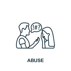 Abuse icon. Monochrome simple line Harassment icon for templates, web design and infographics - obrazy, fototapety, plakaty