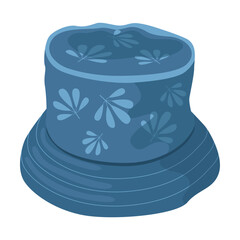 Vintage hat. Female blue cap, fedora and summer straw hats for women, blue panama and red beret. Vector illustration