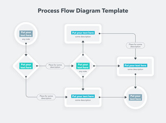 Modern looking template for process flow diagram. Simple flat template for data visualization.
