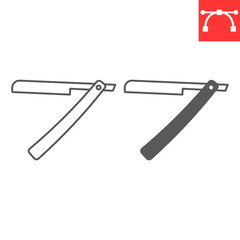 Straight razor line and glyph icon, barber and tool, straight razor vector icon, vector graphics, editable stroke outline sign, eps 10.