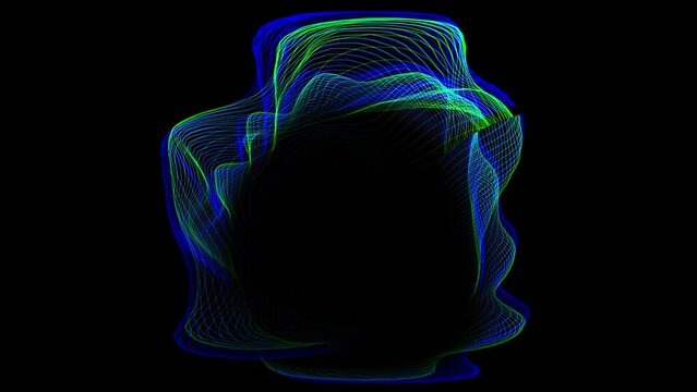 Artificial neural networks generates an image or video render. 3D modulation. Modern geometric background with moving digital lines.