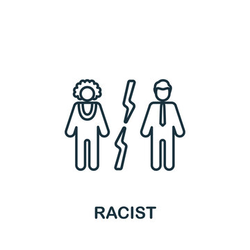 Racist icon. Monochrome simple line Harassment icon for templates, web design and infographics