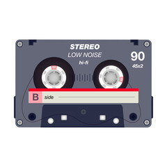 Cassette flat icon. Different retro audio tapes, old school media equipment isolated vector illustration. Outdated technology and music