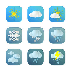 3d weather for web design background. The icon for setting cloudy weather. 3d realistic icons. A set of design elements for weather icons. Isolated objects.