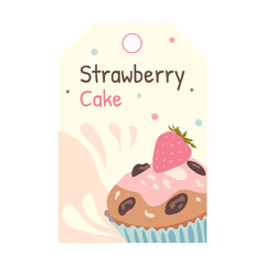 Bakery tag. Muffin, sandwich vector illustrations with text. Food, holiday and dessert concept for labels, flyers and postcards design