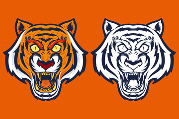tiger head mascot vector illustration cartoon style