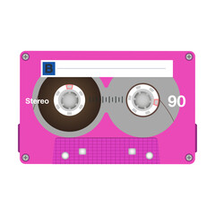 Stereo cassette flat icon. Retro audio tape, old school media equipment isolated vector illustration. Outdated technology and music