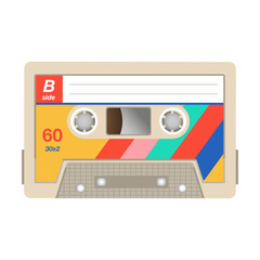 Stereo cassette flat icon. Different retro audio tapes, old school media equipment isolated vector illustration. Outdated technology and music