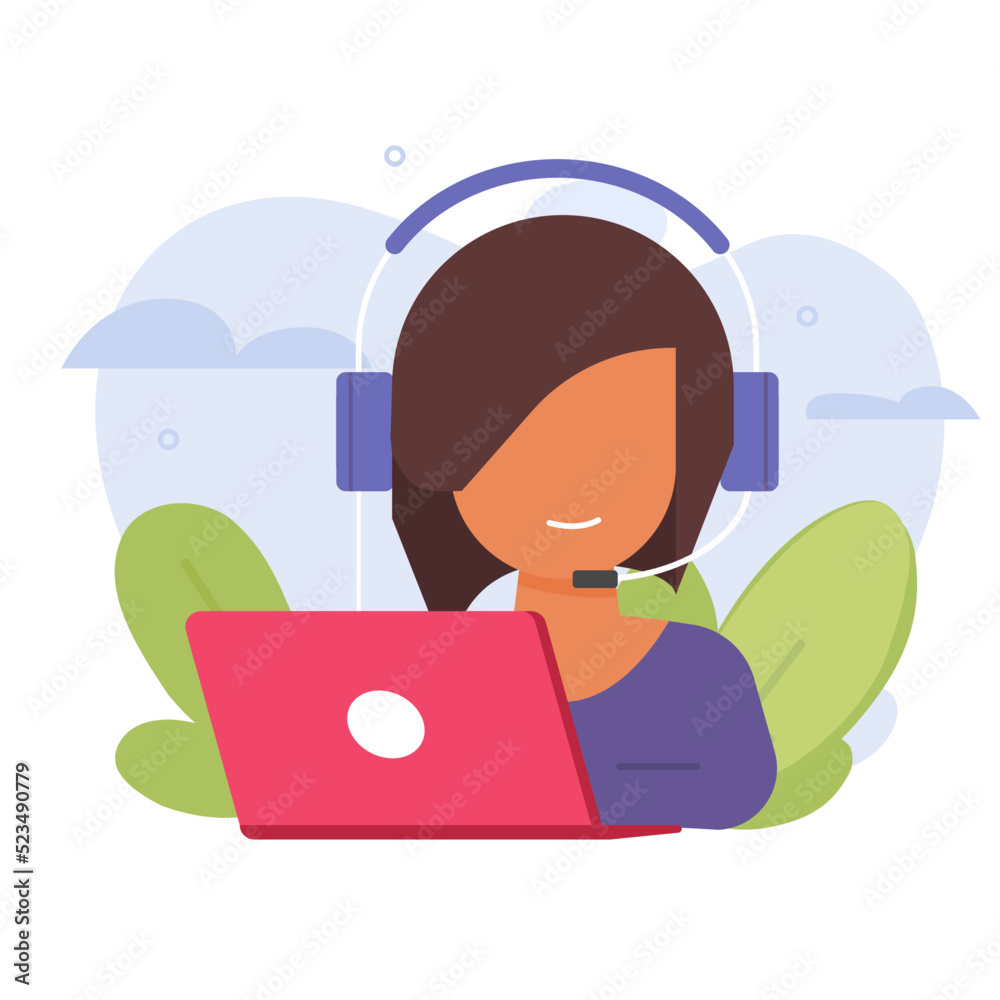 Wall mural support customer service agent icon vector or digital call from help desk centre to client assistanc