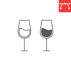 Wine glass line and glyph icon, drink and alcohol, glass of wine vector icon, vector graphics, editable stroke outline sign, eps 10.