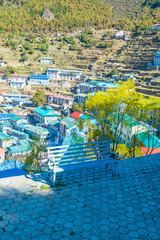 Fototapeta premium View of Namche Bazaar village on the way to Everest Base Camp, Khumbu Region, Nepal Himalaya.