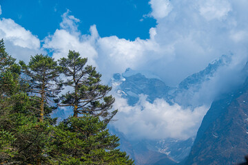 view of Himalayan Mountains from Nangkar Tshang View Point, Dingboche, Sagarmatha national park,...