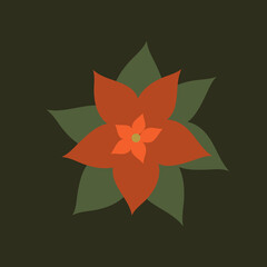 Poinsettia flowers isolated icon for Christmas or New Year greeting card design.