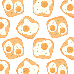 Seamless pattern with sandwiches. Pattern with sandwich and egg. Vector illustration.