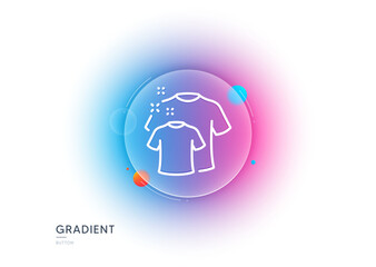 Clean t-shirt line icon. Gradient blur button with glassmorphism. Laundry shirt sign. Clothing cleaner symbol. Transparent glass design. Clean t-shirt line icon. Vector