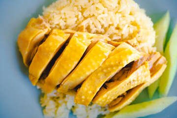 Singapore Chicken Rice popular food in Maxwell Food Centre
