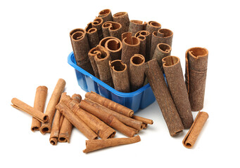 Cinnamon on a white background