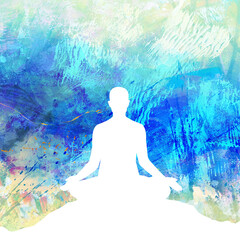 Meditation Pose with painted background