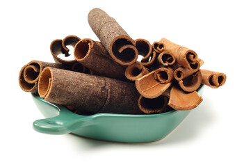 Cinnamon on a white background