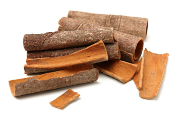 Cinnamon on a white background
