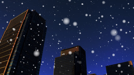 都会の夜に降る雪