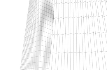 Abstract futuristic buildings. Architectural vector drawing