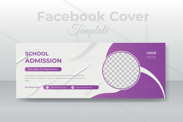 Kids' school admission social media covers design, web banner template, or social media post design
