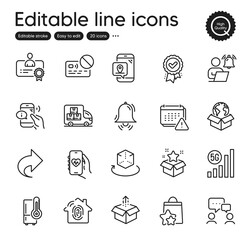 Set of Technology outline icons. Contains icons as Loyalty program, Pin marker and People chatting elements. Delivery service, 5g wifi, Health app web signs. Delivery truck, Call center. Vector