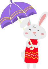 cute rabbit illustration on transparent background