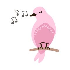 Vector Colorful Illustration of Cute Bird Isolated on White Background