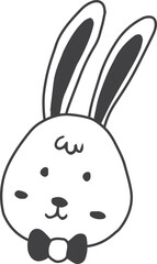 cute rabbit illustration on transparent background