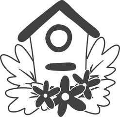 cute house illustration on transparent background